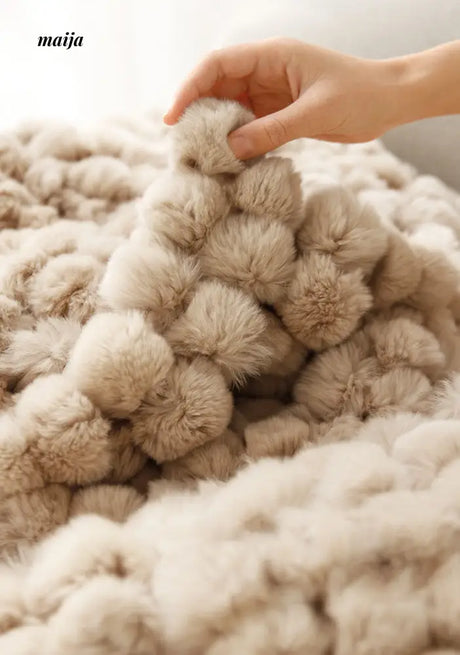 Rabbit Snowball Fluffy Velvet Throw from milamila
