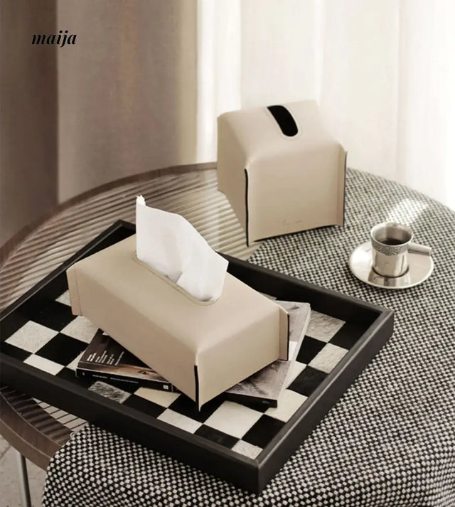 Sugar Cube Leather Tissue Box from maija