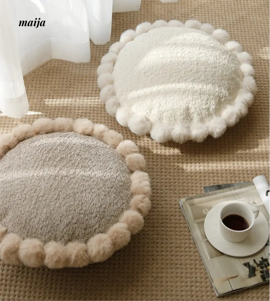 Sunflower Fur Cream Cushion from milamila