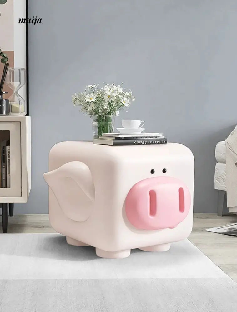 Cube Pastel Pink Piggy Side Table from maija