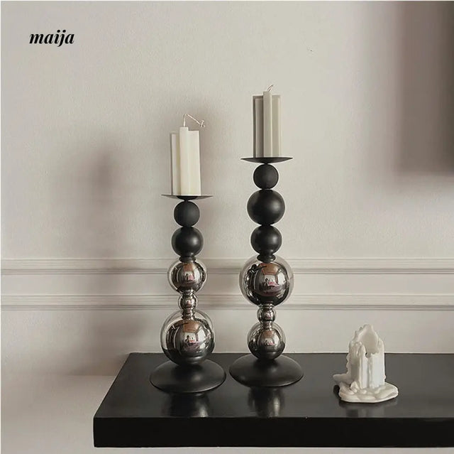 Black Metal Sphere Candle Holders from GUJAMA