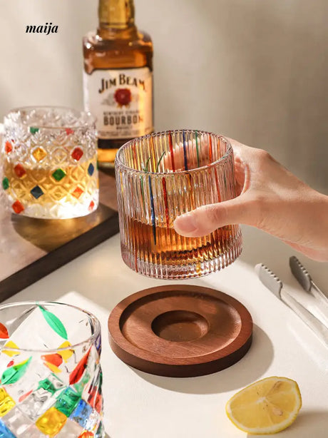 Stained Glass Rotating Whisky Tumbler from bear valley
