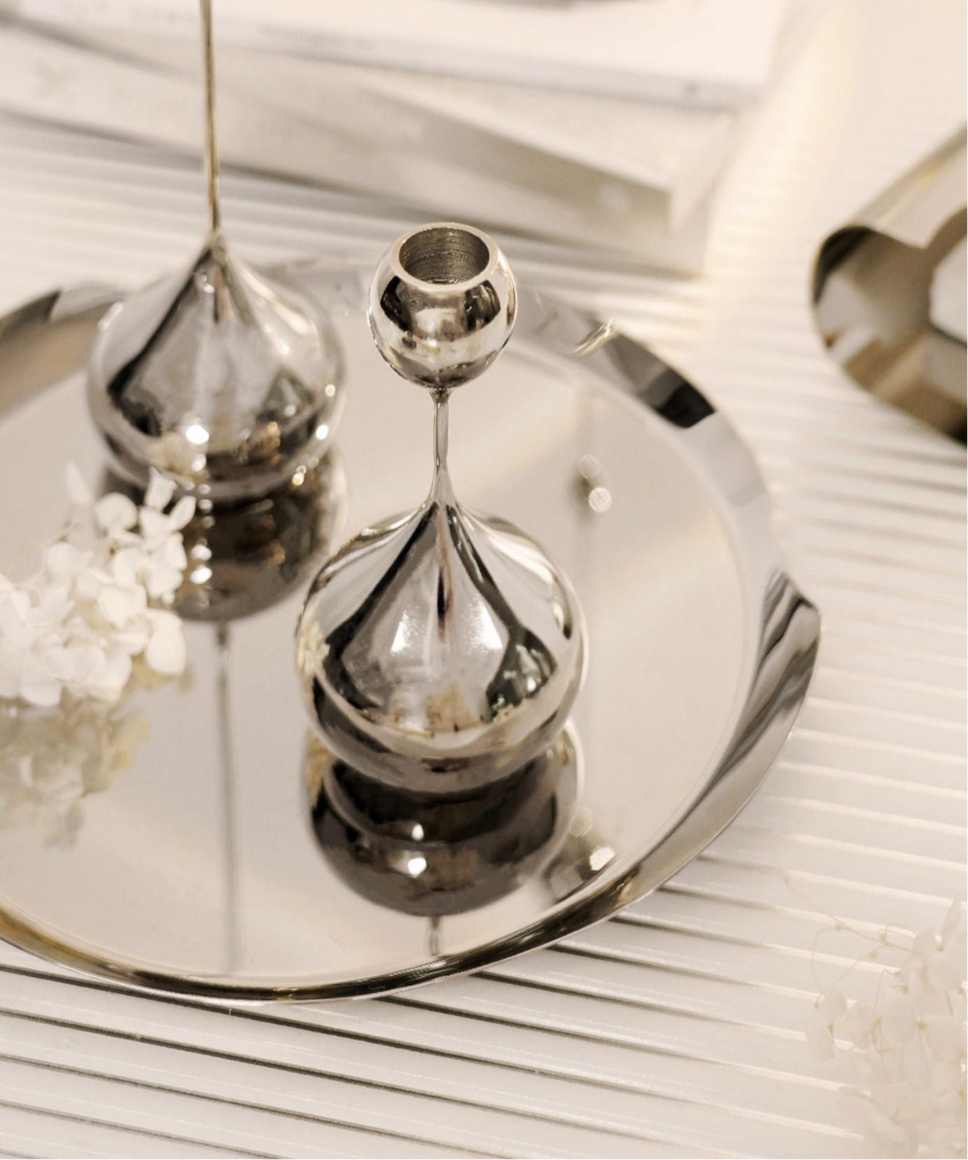 Teardrop Stainless Steel Candle Holder Set from maija