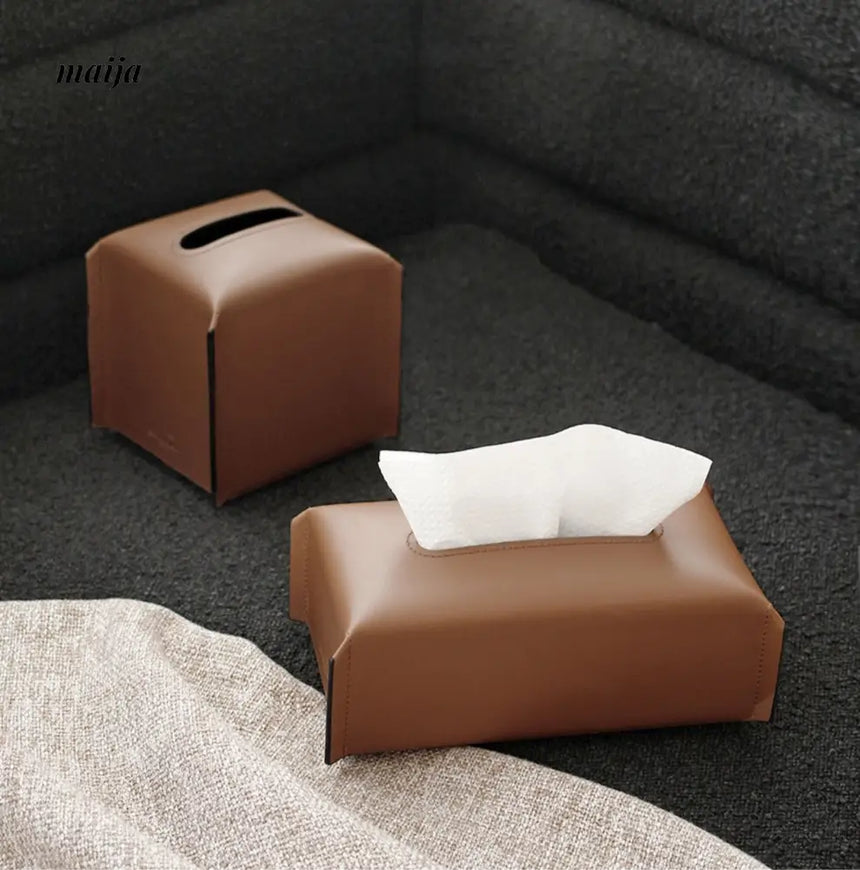 Sugar Cube Leather Tissue Box from maija