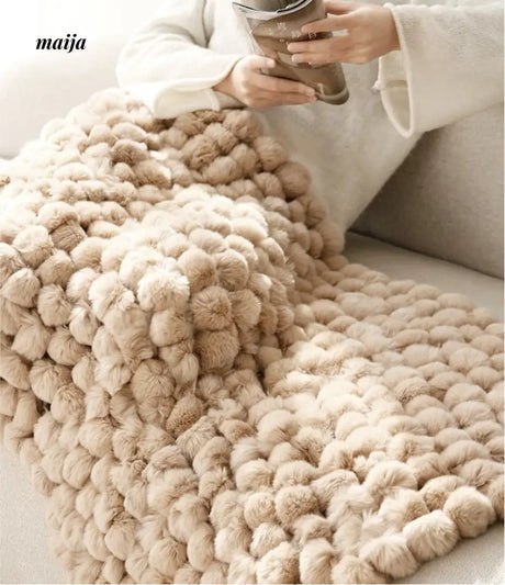 Rabbit Snowball Fluffy Velvet Throw from milamila