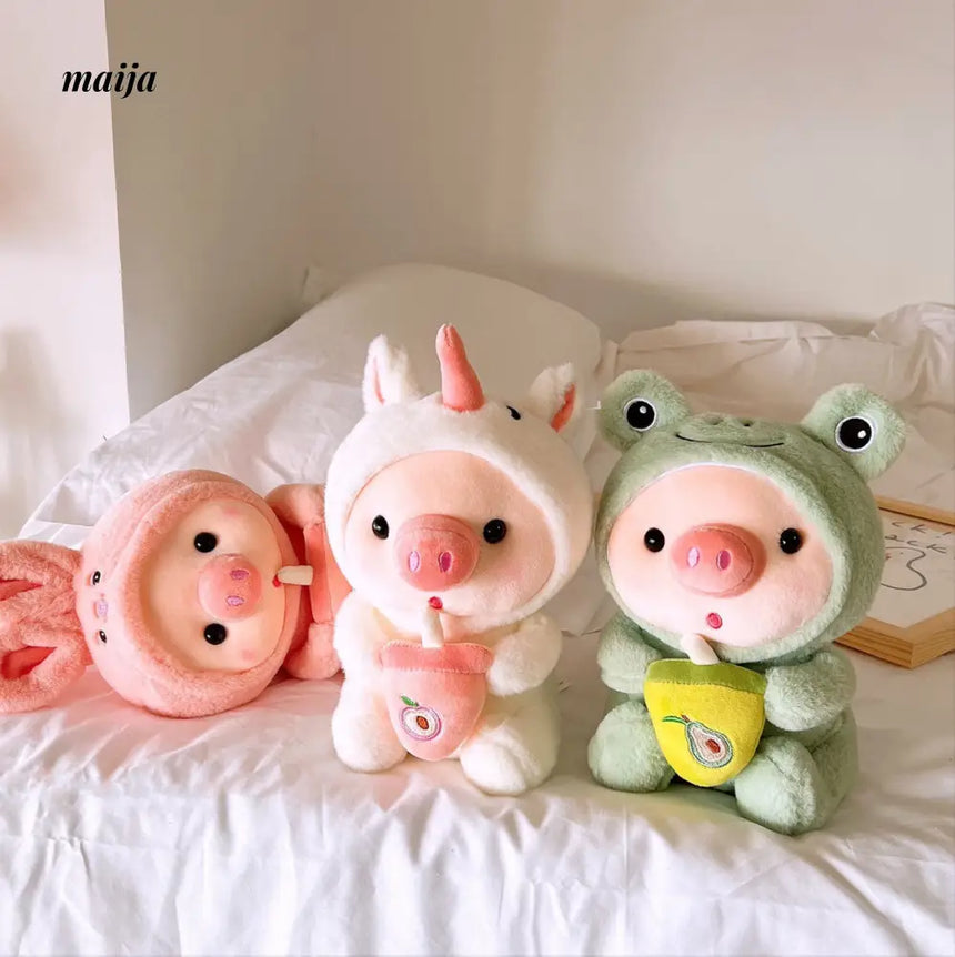 Piggie Drinking Milk Tea Plushie from maija