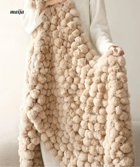 Rabbit Snowball Fluffy Velvet Throw from milamila