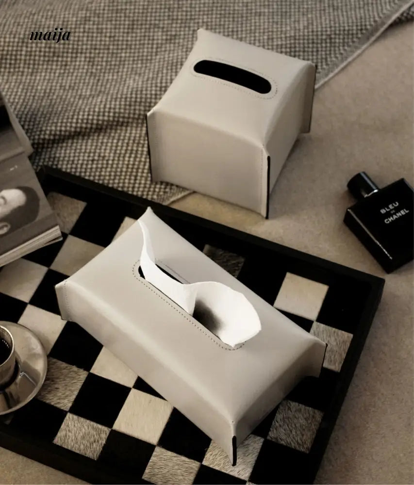Sugar Cube Leather Tissue Box from maija