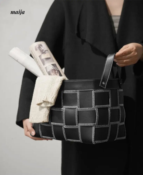 Brownie Woven Leather Storage Basket from LAMOME DECO