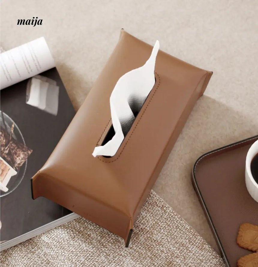 Sugar Cube Leather Tissue Box from maija