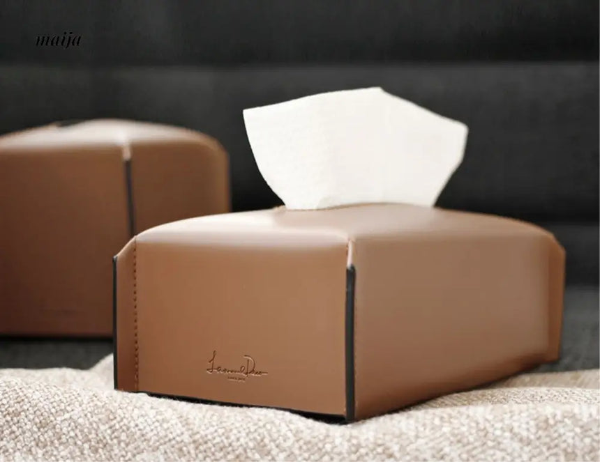 Sugar Cube Leather Tissue Box from maija
