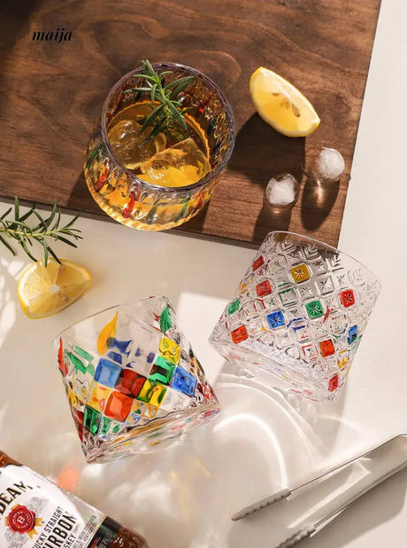 Stained Glass Rotating Whisky Tumbler from bear valley