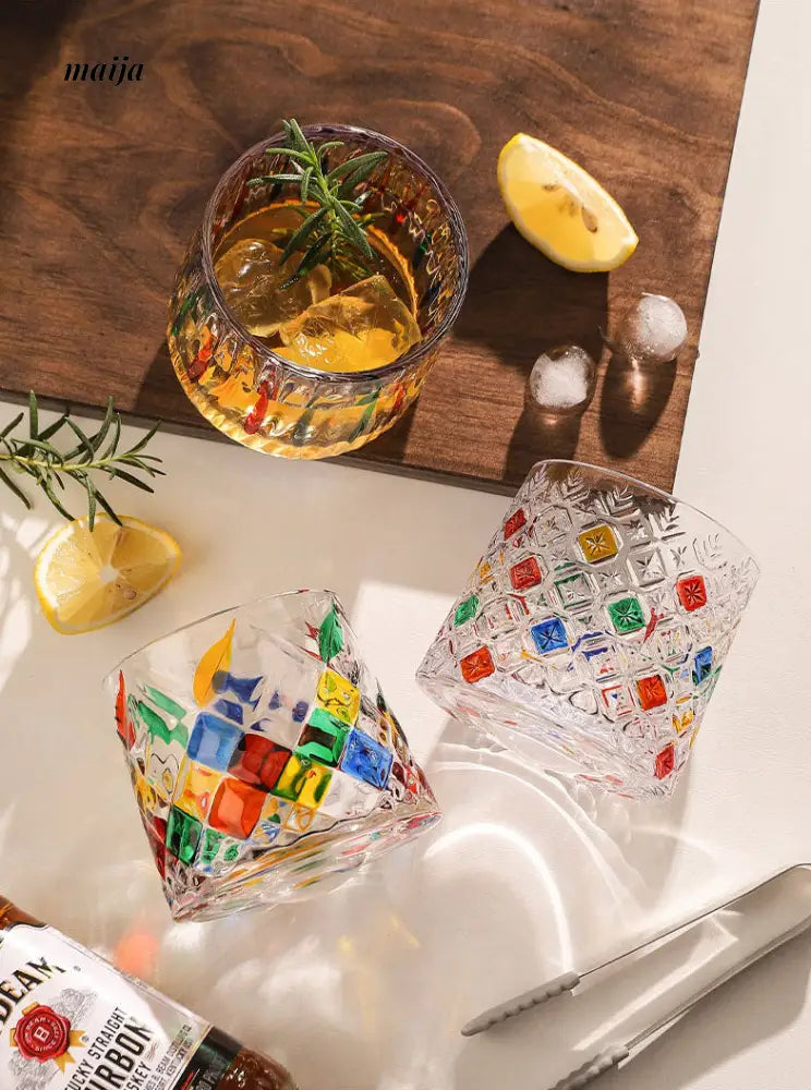 Stained Glass Rotating Whisky Tumbler from bear valley