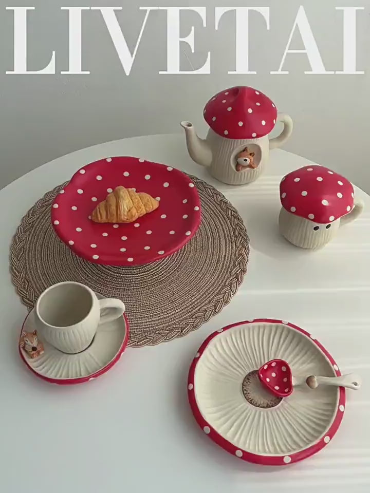 LIVETAI High Quality Mushroom Afternoon Tea Set