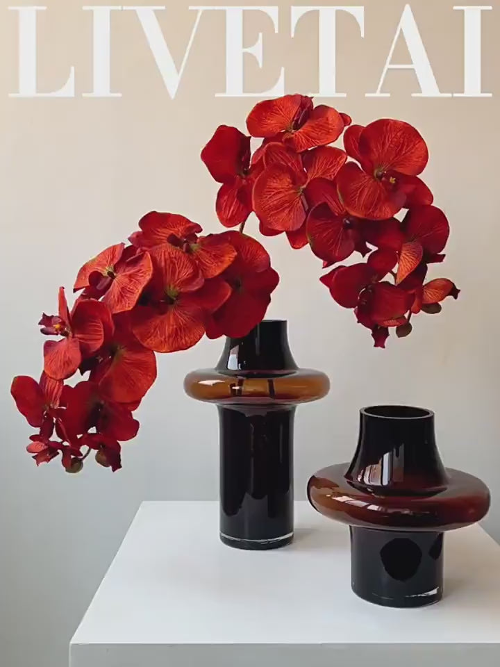 LIVETAI Light Luxury Brown Glass Vase