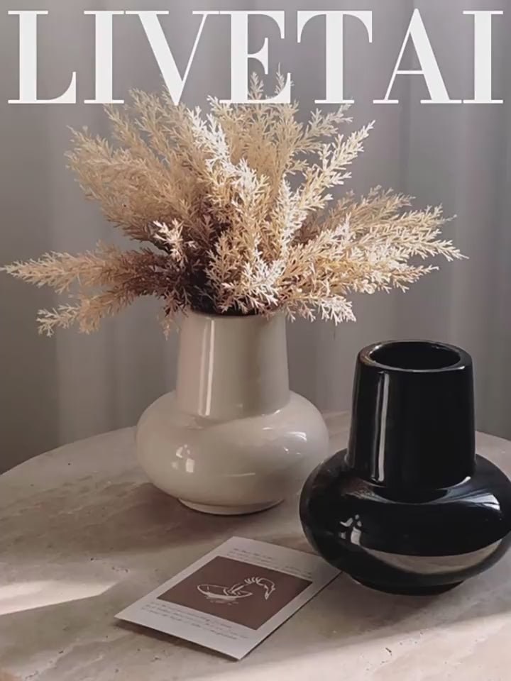 LIVETAI Nordic Round Belly Ceramic Vase