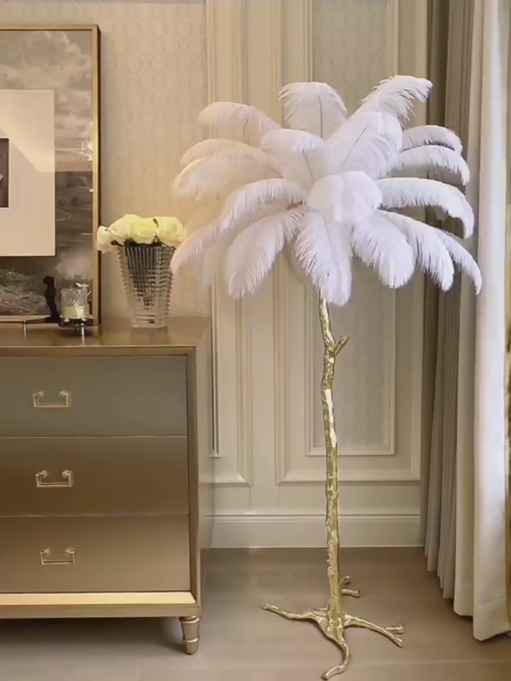 LIVETAI Light Feather Floor Lamp