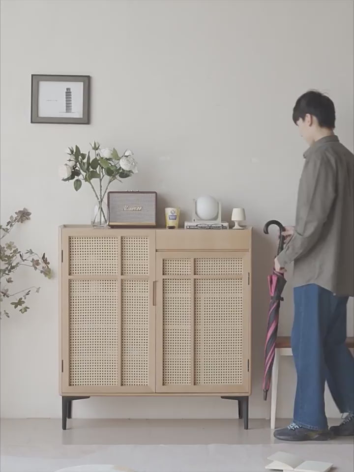 Wilkerson Rattan Shoe Cabinet