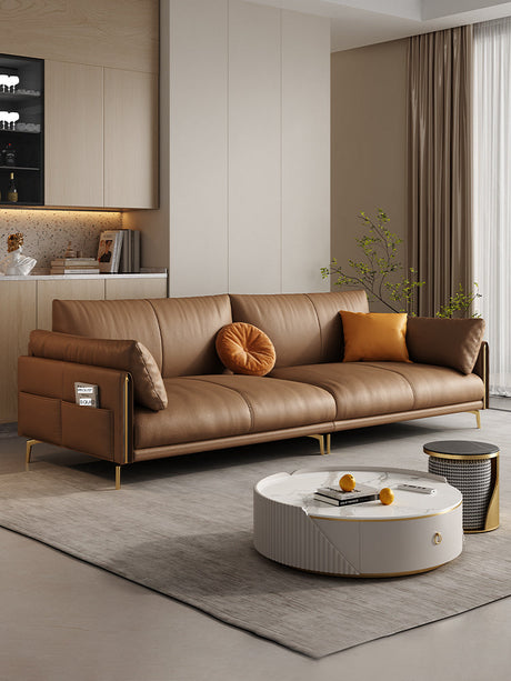 DIPU Mack Cream Minimalist Cowhide Sofa from DIPU