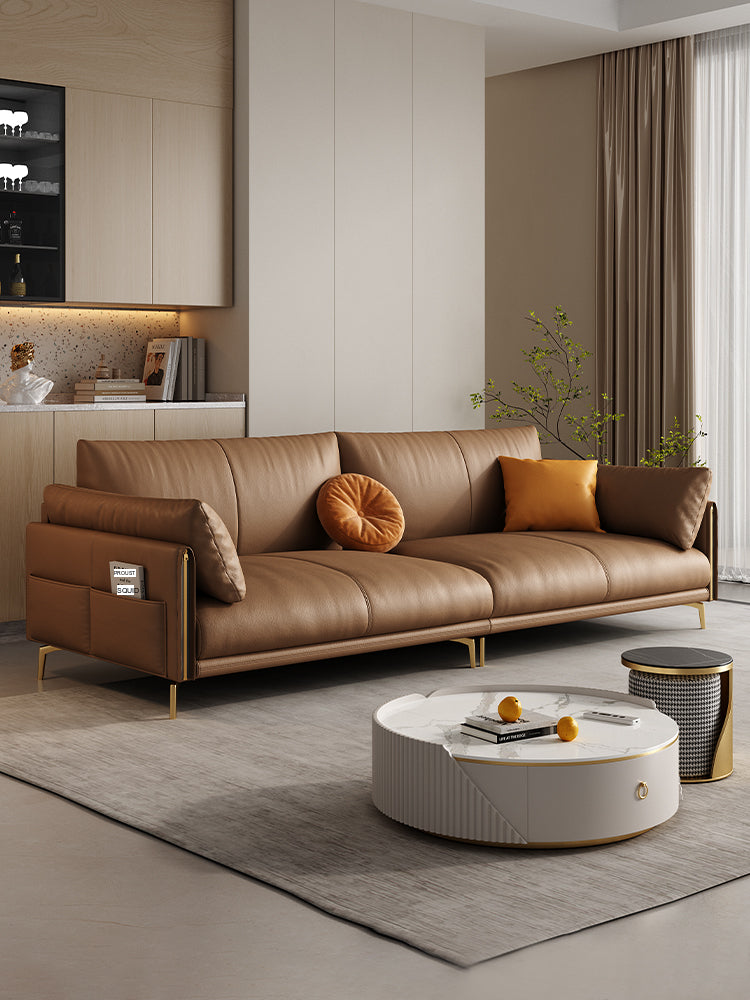 DIPU Mack Cream Minimalist Cowhide Sofa from DIPU