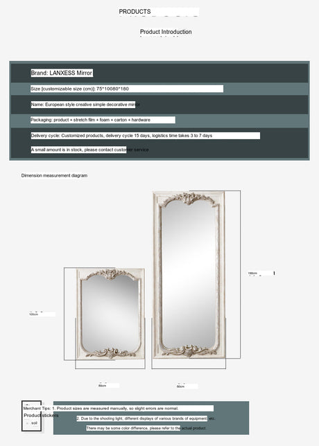 LANXESS Elowen Vintage Chic Wall Decors Antique Bathroom Mirror from LANXESS