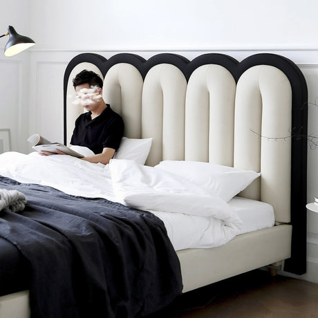 MOYU Araceli Retro Elegant High-Back Leather Bed from MOYU