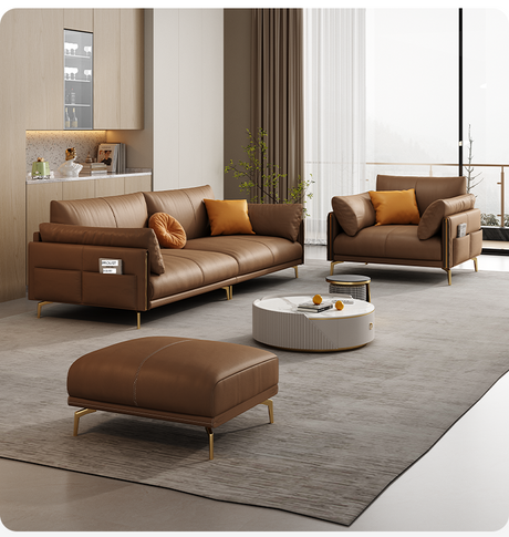 DIPU Mack Cream Minimalist Cowhide Sofa from DIPU