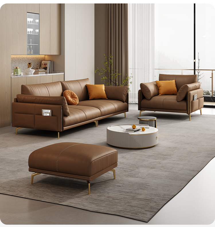 DIPU Mack Cream Minimalist Cowhide Sofa from DIPU