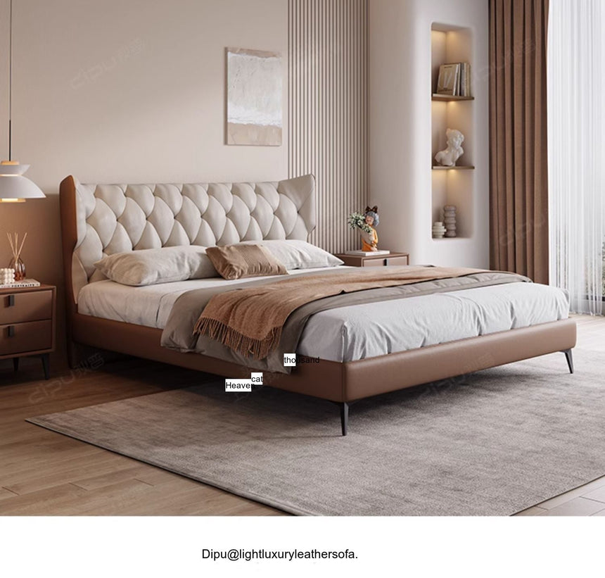 DIPU Romanio Italian Minimalist Leather Bed from DIPU