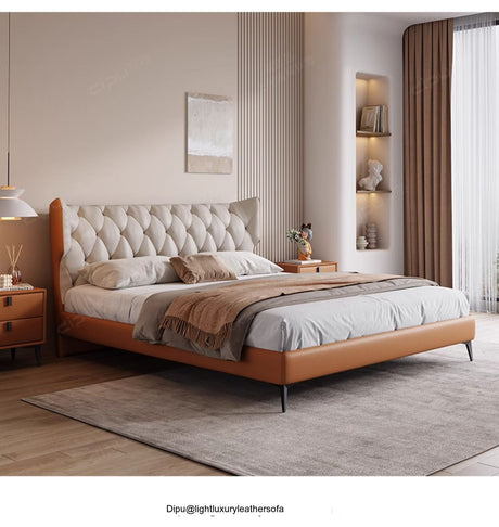 DIPU Romanio Italian Minimalist Leather Bed from DIPU