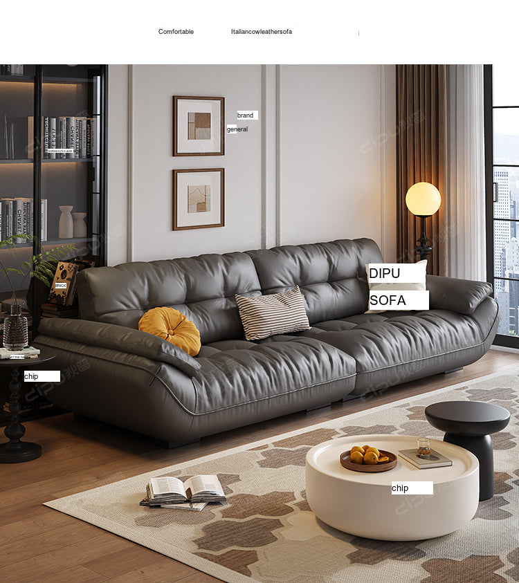 DIPU Cassius Minimalist Cream Leather Sofa from DIPU