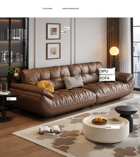 DIPU Cassius Minimalist Cream Leather Sofa from DIPU