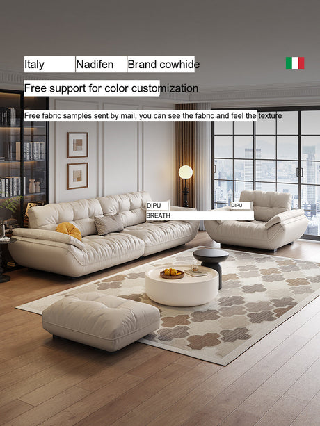 DIPU Cassius Minimalist Cream Leather Sofa from DIPU