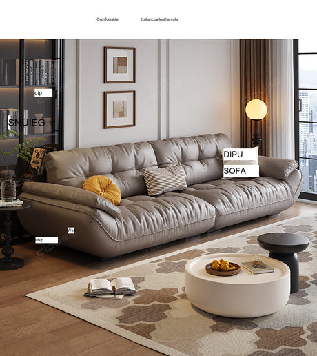 DIPU Cassius Minimalist Cream Leather Sofa from DIPU