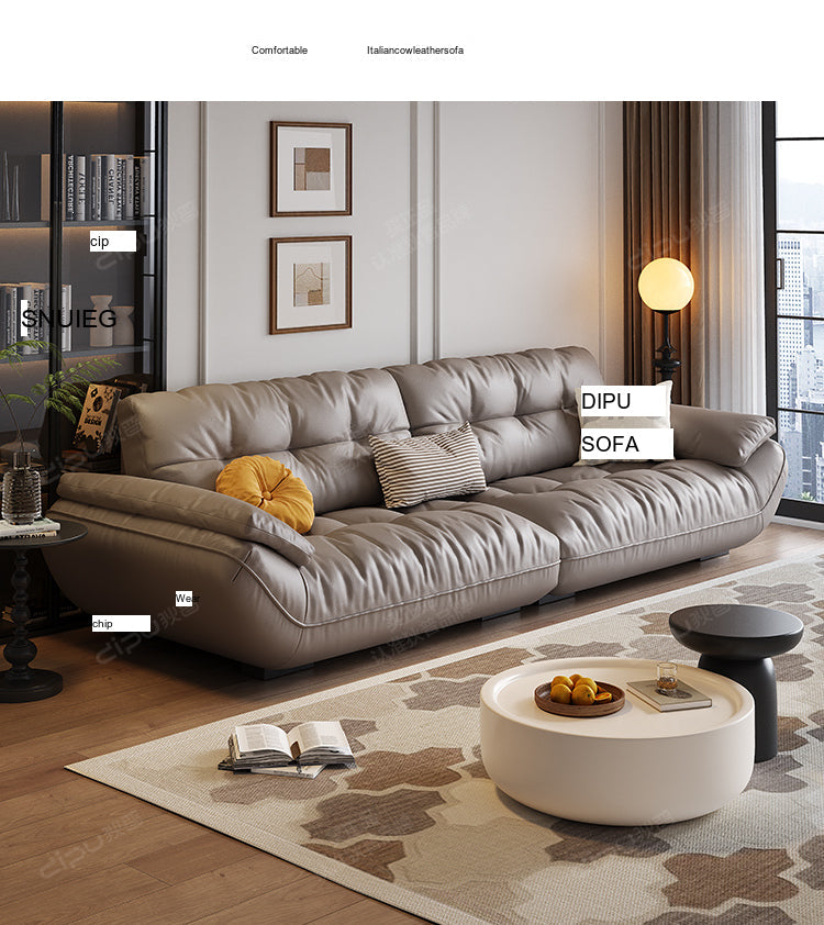 DIPU Cassius Minimalist Cream Leather Sofa from DIPU