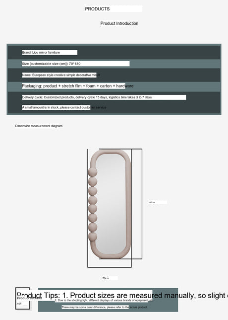 LANXESS Amelie Elegant French Cream Full Body Mirror from LANXESS