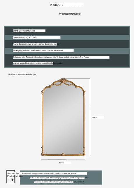 LANXESS Chavari Elegant Retro Carvings Wall-Mounted Mirror from LANXESS
