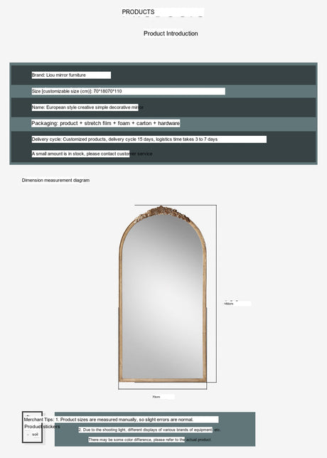 LANXESS Emilia Elegant Retro Wall-Mounted Fitting Mirror from LANXESS