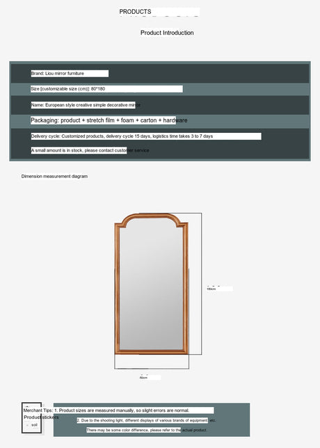 LANXESS Penelope Sleek Design Wall-Mounted Fitting Mirror from LANXESS