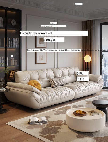 DIPU Cassius Minimalist Cream Leather Sofa from DIPU