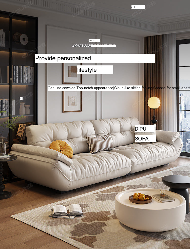 DIPU Cassius Minimalist Cream Leather Sofa from DIPU