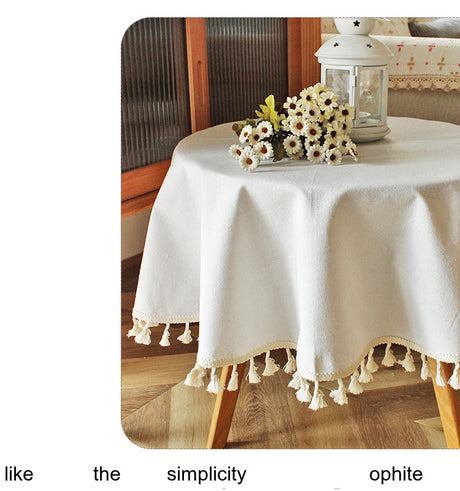 CHESTNUT COCOON Oslo Grace Elegant Cotton-Linen Coffee Table Cloth from CHESTNUT COCOON