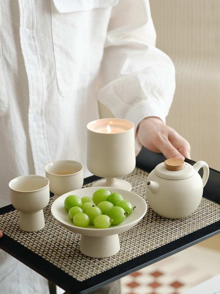 High Foot Creamy Ceramic Tea Set from maija