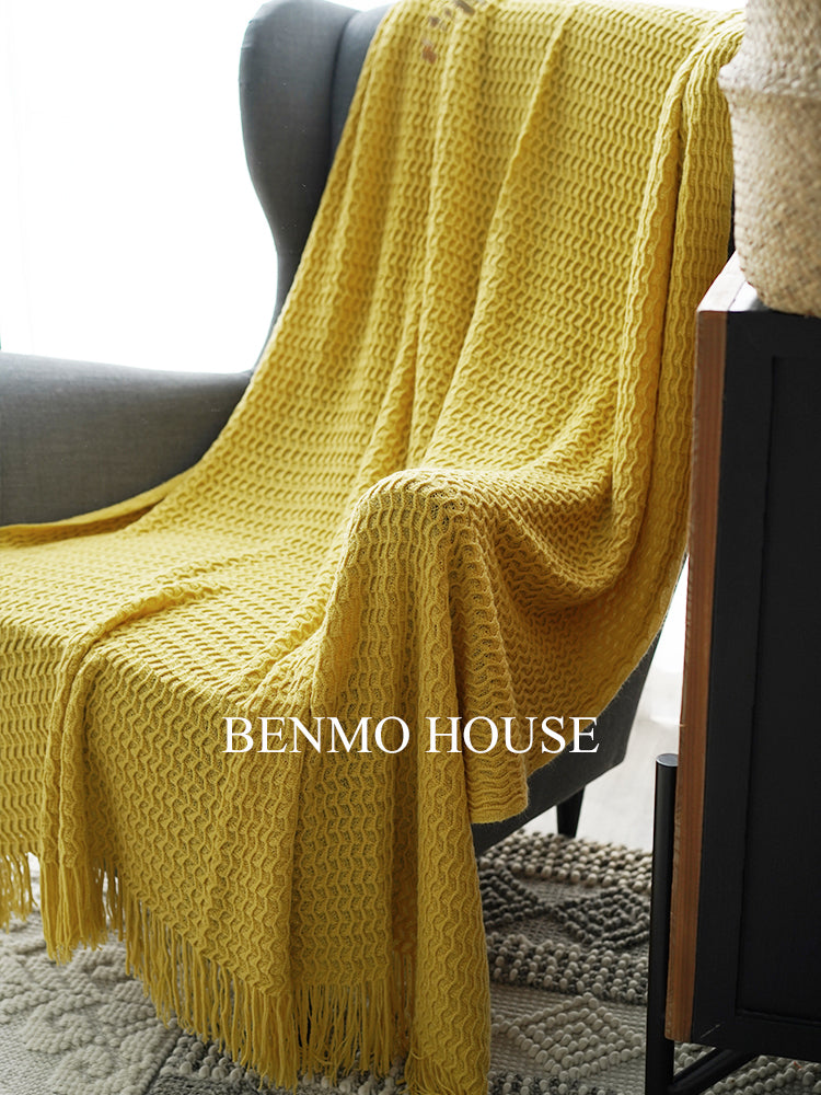 Fishbone Knitted Throw from Benmo House