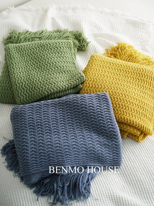 Fishbone Knitted Throw from Benmo House