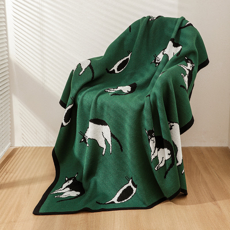 Lounging Cat Green Retro Blanket from maija